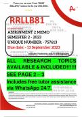 RRLLB81 ASSIGNMENT 2 MEMO - SEMESTER 2 - 2023 - UNISA - (UNIQUE NUMBER: - 757613 ) (DISTINCTION GUARANTEED) – DUE DATE:- 13 SEPTEMBER 2023