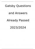 Gatsby Questions and Answers Already Passed 2023/2024