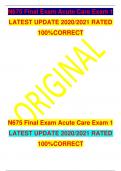 N675 Final Exam Acute Care Exam 1