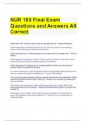 NUR 185 Final Exam Questions and Answers All Correct 