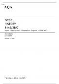 AQA GCSE HISTORY 8145/2B/C Paper 2 Section B/C JUNE 2023 MARK SCHEME: Elizabethan England, c1568–1603