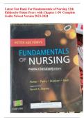 Latest Test Bank For Fundamentals of Nursing 12th Edition by Potter Perry with Chapter 1-50  Complete Guide Newest Version 2023-2024