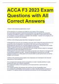 ACCA F3 2023 Exam Questions with All Correct Answers 