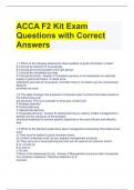 ACCA F2 Kit Exam Questions with Correct Answers 