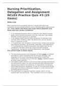 Nursing Prioritization, Delegation and Assignment NCLEX Practice Quiz #3 