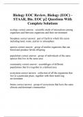 Biology EOC Review, Biology (EOC) -STAAR, Bio. EOC p2 Questions With Complete Solutions