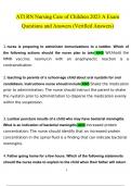 ATI RN Nursing Care of Children 2023 A Exam  questions and answers latest 2023 - 2024 [100% correct answers]
