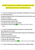 ATI RN Nursing Care of Children Proctored Exam questions and answers latest 2023 - 2024 [100% correct answers]