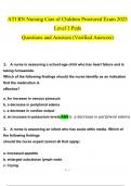 ATI RN Nursing Care of Children Proctored Exam 2023 Level 3 Peds  questions and answers latest 2023 - 2024 [100% correct answers]