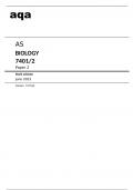 aqa AS BIOLOGY (7401/2) Paper 2 Mark scheme for June 2023 Version: 1.0 Final