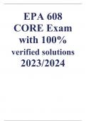 EPA 608 CORE Exam with 100% verified solutions 2023/2024 