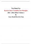 Test Bank For Byrd & Chen's Canadian Tax Principles Volume 1 2022 - 2023 edition By Gary Donell Byrd & Chen 