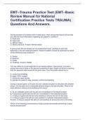 EMT--Trauma Practice Test (EMT--Basic Review Manual for National Certification Practice Tests TRAUMA) Questions And Answers.