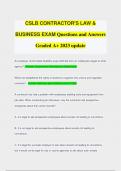 CSLB CONTRACTOR'S LAW &  BUSINESS EXAM Questions and Answers  Graded A+ 2023 update