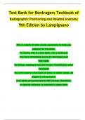 TEST BANK For Bontragers Textbook of Radiographic Positioning and Related Anatomy 9th Edition by Lampignano | Complete Chapter's 1 - 20 | 100 % Verified