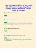 Exam 2: NURS611/ NURS 611 (Latest 2023/ 2024) Advanced Pathophysiology Exam Review| Questions and Verified Answers| Grade A- Maryville