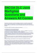 SNCOA DLC Joint Warfighter Questions and Answers All Correct 