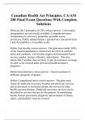 Canadian Health Act Principles, CA/AM 200 Final Exam Questions With Complete Solutions