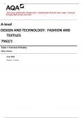 AQA A-level DESIGN AND TECHNOLOGY:  FASHION AND TEXTILES 7562/1 Paper 1 Technical  Principles Mark scheme June 2023 