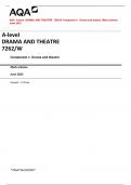 AQA  A-level  DRAMA AND THEATRE  7262/W Component 1  Drama and theatre  Mark scheme  June 2023