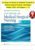 TEST BANK For Brunner and Suddarth's Textbook of Medical-Surgical Nursing, 15th Edition (Hinkle, 2022), | Verified Chapter's 1 - 73 | Complete