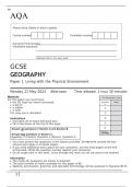 AQA GCSE GEOGRAPHY Paper 1	Living with the Physical Environment June 2023