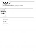 AQA A-LEVEL  PHYSICS 7408/1 Paper 1   Mark scheme June 2023 