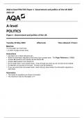 AQA A-level POLITICS Paper 1  Government and politics of the UK MAY  2023 QP