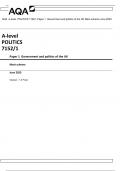 AQA  A-level  POLITICS 7152/1 Paper 1  Government and politics of the UK Mark scheme June 2023