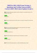 NBSTSA 2023/ 2024 Exam Version 1| Questions and Verified Answers|100% Correct (2023/ 2024 Latest Update) Grade A
