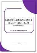 TAX2601 ASSIGNMENT 4  QUIZ SEMESTER 2 - 2023