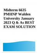 Midterm 6635 PMHNP Walden University January 2023 Q & As BEST EXAM SOLUTION 