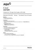 AQA A LEVEL HISTORY PAPER 1 QUESTION PAPER 2023 (7042/1A: Component 1A The Age of the Crusades, c1071–1204)