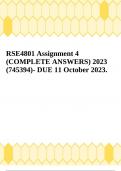 RSE4801 Assignment 4 (COMPLETE ANSWERS) 2023 (745394)- DUE 11 October 2023.