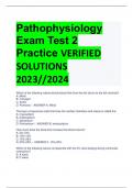 Pathophysiology  Exam Test 2  Practice VERIFIED  SOLUTIONS  2023//2024