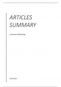 Articles Summary 2023 - Consumer Marketing, Msc Marketing VU
