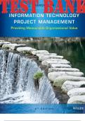 TEST BANK  and SOLUTIONS MANUAL for Information Technology Project Management. Providing Measurable Organizational Value 5th Edition by Jack Marchewka ISBN 9781118898192, ISBN-13 9781118911013 (Complete 12 Chapters)