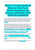 WGU C715 Organizational  Behavior Final Exam  Review Questions and  Answers 2023/2024 100%  VERIFIED ANSWERS