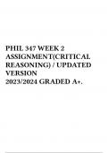 PHIL 347 WEEK 2 ASSIGNMENT(CRITICAL REASONING) / UPDATED VERSION 2023/2024