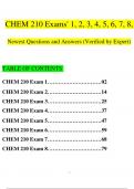 CHEM 210 Exams' 1, 2, 3, 4, 5, 6, 7, 8, Newest Questions and Answers (2023 / 2024) (Verified by Expert)
