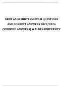NRNP 6560 MIDTERM EXAM QUESTIONS AND CORRECT ANSWERS 2023/2024 (VERIFIED ANSWERS) WALDEN UNIVERSITY