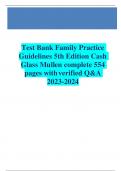 Test Bank Family Practice  Guidelines 5th Edition Cash Glass Mullen complete 554  pages with verified Q&A 2023-2024