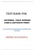 Test bank maternal child nursing care 6th Ed Perry| 9780323479226 | All chapters
