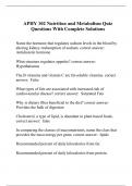 APHY 102 Nutrition and Metabolism Quiz Questions With Complete Solutions
