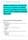 Solution manual for introduction to business analytics 1st edition by vernon richardson and marcia Watson 100% VERIFIED ANSWERS 2023/2024 