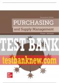 Test Bank For Purchasing and Supply Management, 17th Edition All Chapters - 9781265322496
