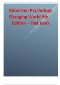 Abnormal Psychology Changing World 9th Edition Test Bank.pdf