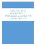 Test Bank for An Introduction to Psychological Science 4th Canadian Edition Krause