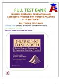 NURSING RESEARCH GENERATING AND ASSESSING EVIDENCE FOR NURSING PRACTICE 11TH EDITION BY POLIT BECK TEST BANK