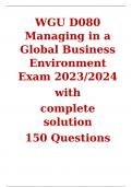 WGU D080 Managing in a Global Business Environment Exam 2023/2024  with  complete solution  150 Questions